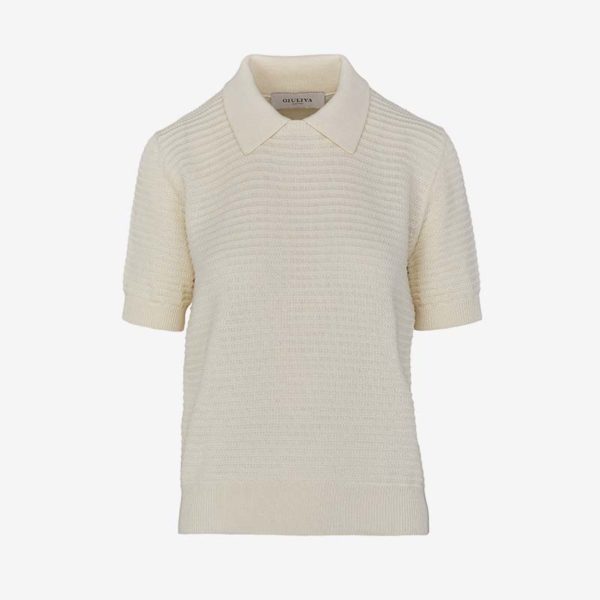 Giuliva Heritage The Siena Sweater Cotton Knit, ecru front fashion ISSIMO