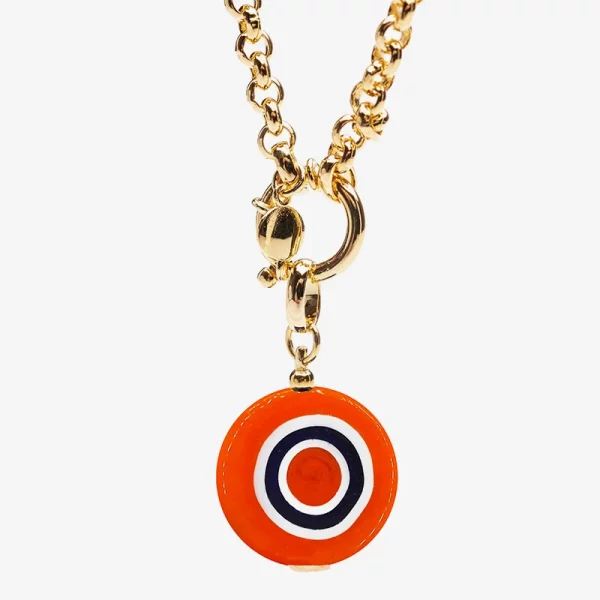 Amourrina lido necklace, orange circles black detail jewelry ISSIMO