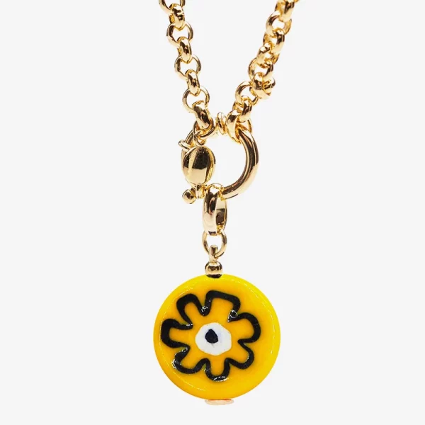 Amourrina lido necklace, yellow anemone black detail jewelry ISSIMO
