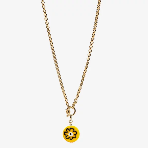 Amourrina lido necklace, yellow anemone black jewelry ISSIMO