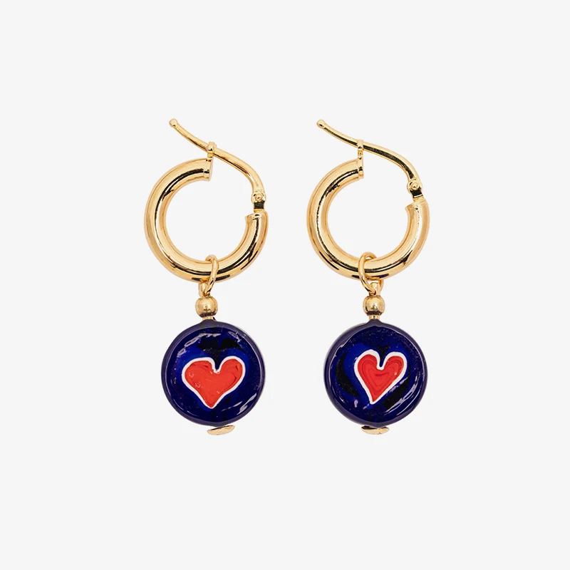 Amourrina lido schiona earrings medium, blue heart red jewelry ISSIMO