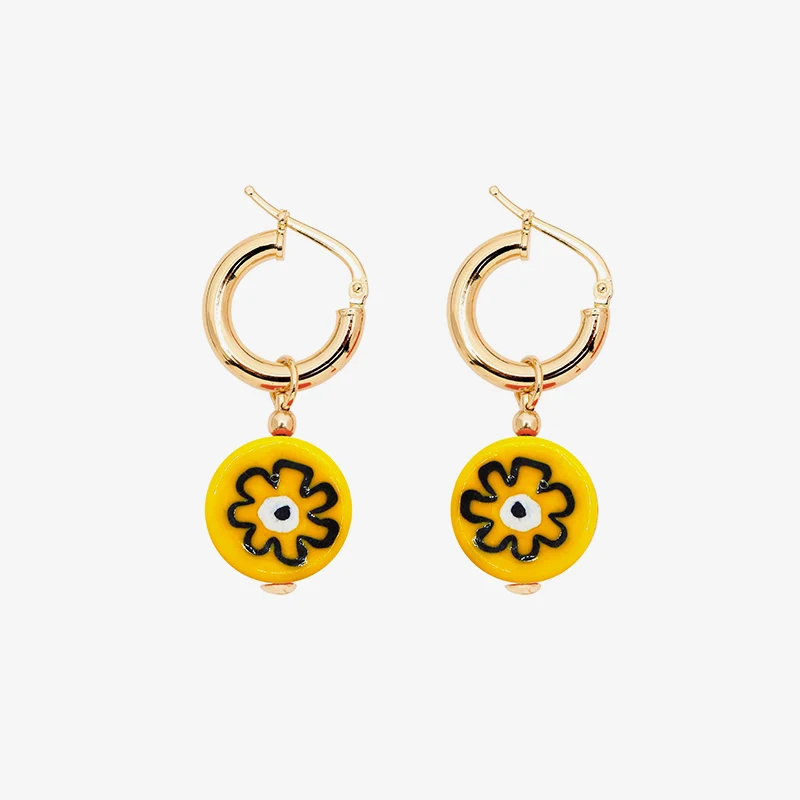 Amourrina lido schiona earrings medium, yellow anemone black jewelry ISSIMO