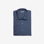 Battistoni cotton sport shirt, blue denim front fashion ISSIMO