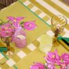 Issimo x Lisa Corti bougainvillea square tablecloth, mustard home decor