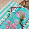 Issimo x Lisa Corti bougainvillea square tablecloth, white veronese home decor