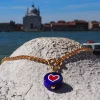 Amourrina lido necklace blue heart red, detail lifestyle jewelry ISSIMO