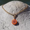 Amourrina lido necklace orange circles black, front lifestyle jewelry ISSIMO