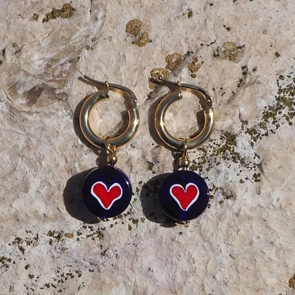 Amourrina lido schiona earrings medium blue heart red, lifestyle jewelry ISSIMO