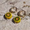 Amourrina lido schiona earrings medium yellow anemone black, lateral lifestyle jewelry ISSIMO