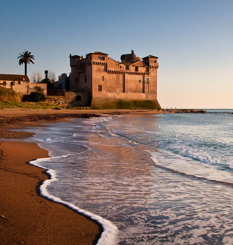 Castello of santa severa from the beach, landscape ISSIMO