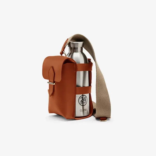 Officina del poggio bottle bag with pocket and bottle tan, fashion ISSIMO