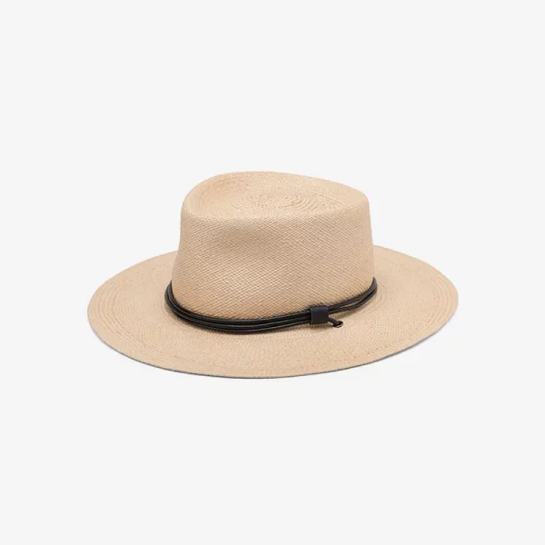 Officina del poggio panama straw o keeffe hat side natural nero, fashion ISSIMO