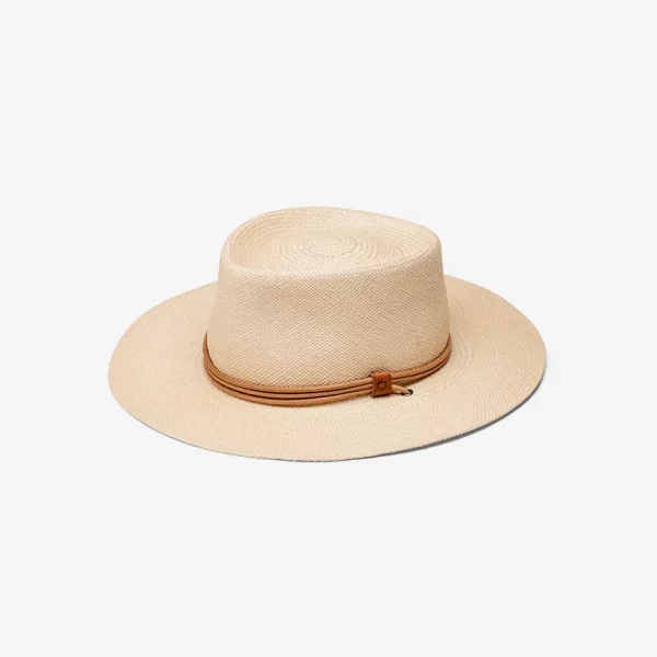 Officina del poggio panama straw o keeffe hat side natural tan, fashion ISSIMO