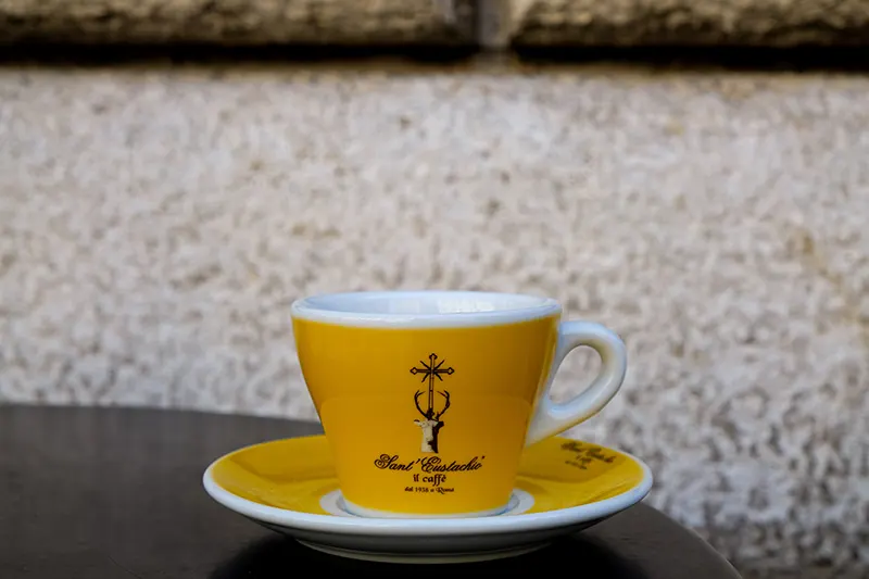 Emporio Sant'Eustachio, yellow coffee cup. Rome, Italy