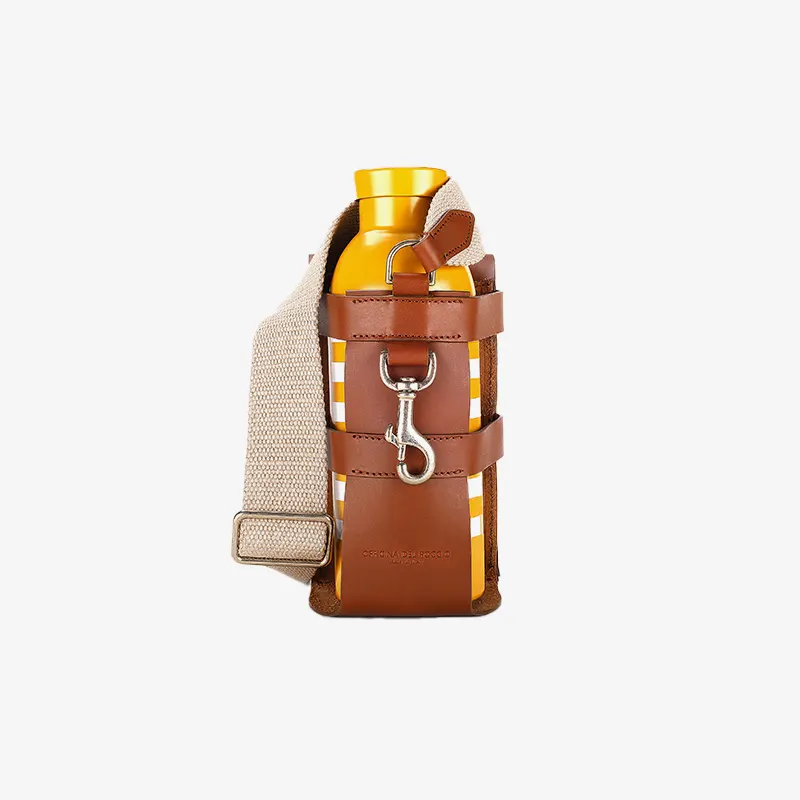 Officina Del Poggio Bottle Bag With Pocket and Bottle Tan - Issimo