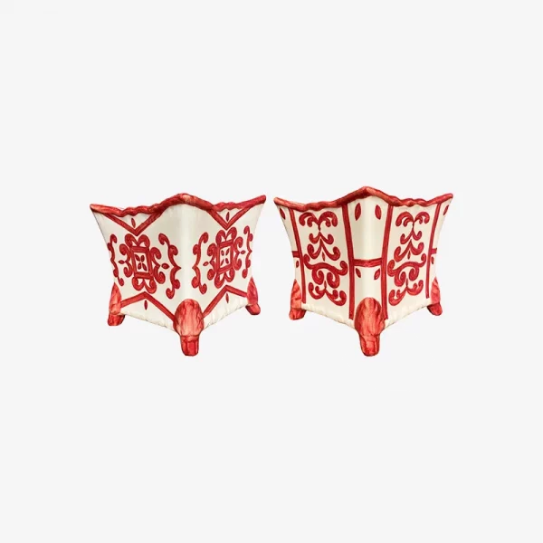 Issimo Vio's Rouge Cachepots Set of 2 tableware kitchen home decor red ceramic