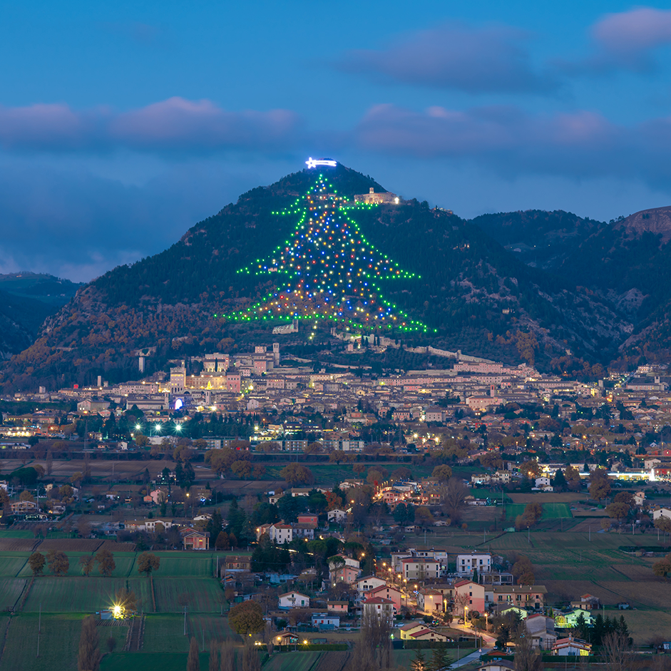 The quaint town of Gubbio in Umbria is worth a visit at any time of year but go in December and you’ll be extra wowed
