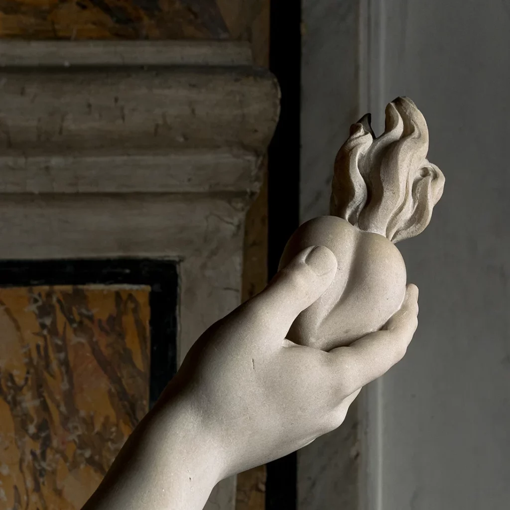 Divine Lone, hand with heart detail. Museo Cappella San Severo, Naples