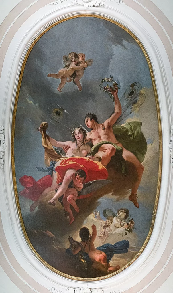 The Triumph of Zephyrus and Flora, Giovanni Battista Tiepolo (c. 1732) Where to find it: Palazzo Rezzonico (Civic Museum), Venice