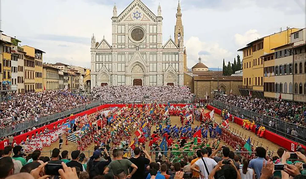 Calcio Storico Fiorentino, piazza Santa Croce, Florence , Tuscany, Italy